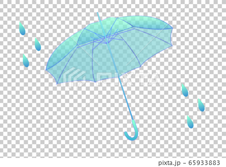 リアルなビニール傘 水色 のイラスト素材