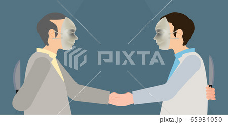 Two business man in mask to shaking hands and 65934050