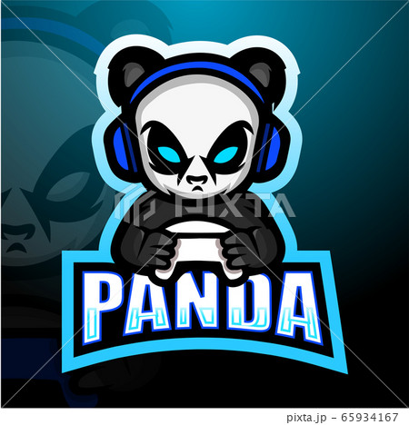 Gamer Panda Mascot Esport Logo Designのイラスト素材