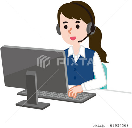 コールセンター オペレーターの女性のイラスト素材