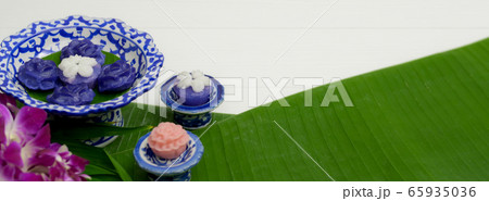 Thai traditional dessert serving on porcelain with 65935036