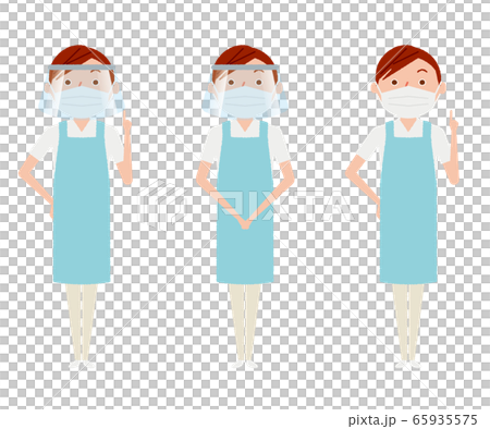 マスク　フェイスガード　エプロン　男　イラスト 65935575