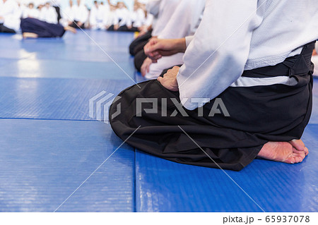 People in kimono and hakama on martial arts training 65937078
