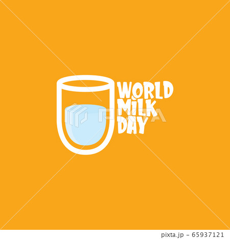 vector wold milk day outline style icon or label isolated on orange background. Milk day greeting poster design template. Milk day logo with milk glass vector wold milk day outline style icon or label isolated on orange background. Milk day greeting poster design template. Milk day logo with milk glass 65937121