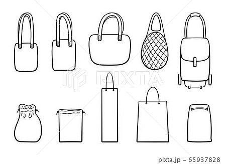 Different outline style bags big set isolated illustration 65937828