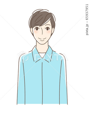 笑顔で正面向きの男性のイラスト素材