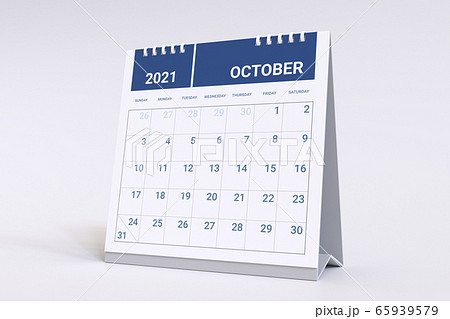 3D Rendering - Calendar for October. 2021 Monthly calendar week starts on sunday. 65939579