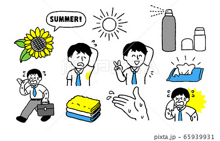 夏の汗に悩むスーツ男性セット（シンプル） 65939931
