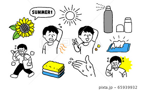 夏の汗の匂いに悩む私服男性セット(シンプル) 夏の汗の匂いに悩む私服男性セット(シンプル) 65939932