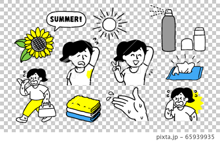 夏の汗に悩む私服女性セット（シンプル 65939935