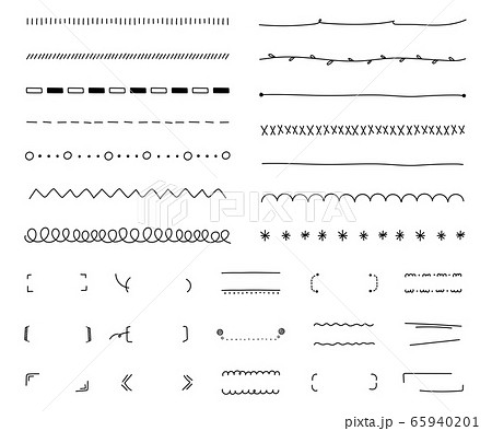 手書きの線のセット おしゃれ かわいいのイラスト素材