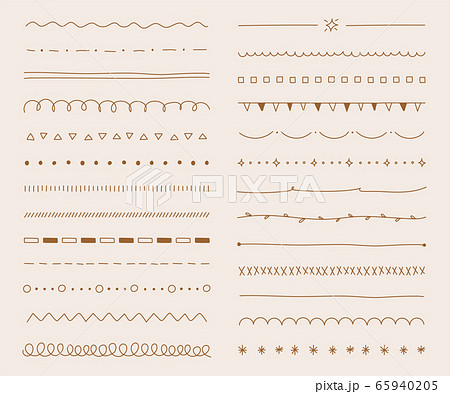手書きの線のセット おしゃれ かわいいのイラスト素材