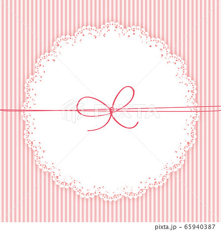 レースフレーム ピンクストライプ背景のイラスト素材
