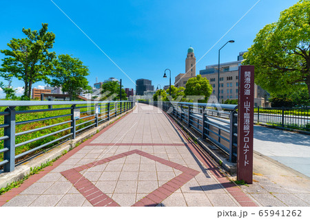 日本の横浜都市景観　開港の道・山下臨港線プロムナードなどを望む 65941262