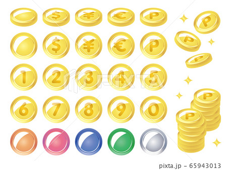 金色のコイン素材セット 65943013