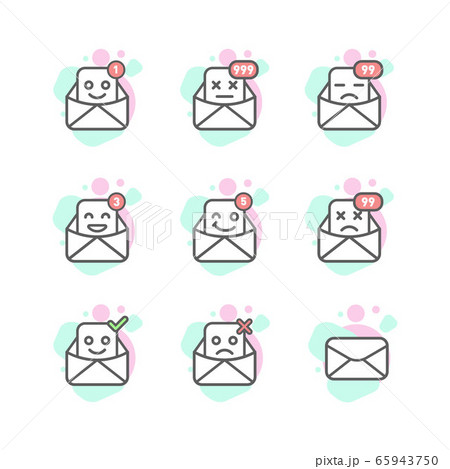 Set of envelope emoji with emotions Set of envelope emoji with emotions 65943750