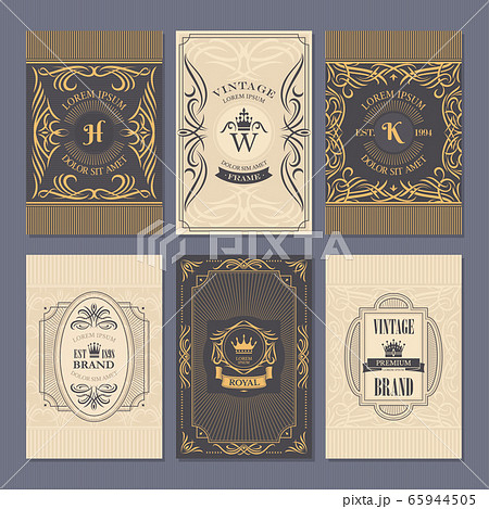 Calligraphic vintage floral cards collection Calligraphic vintage floral cards collection 65944505