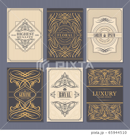 Calligraphic vintage floral cards collection Calligraphic vintage floral cards collection 65944510