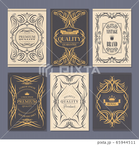 Calligraphic vintage floral cards collection 65944511