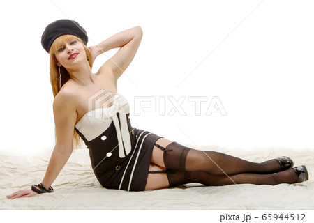 Beautiful young woman with pin-up style Beautiful young woman with pin-up style 65944512