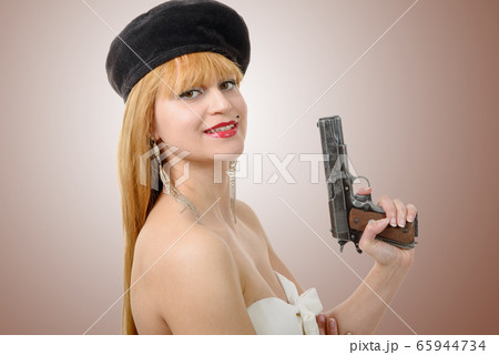 pretty young sexy woman with gun pretty young sexy woman with gun 65944734