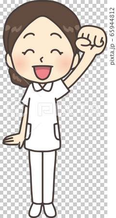 ガッツポーズの看護師のイラスト素材