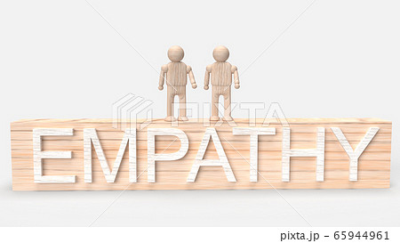 The figure toy and  empathy wood text 3d rendering for background content. 65944961
