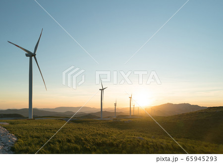 Windmills converting wind energy into electricity in Montenegro 65945293