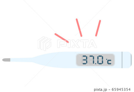 37 0度を示す体温計のイラストのイラスト素材
