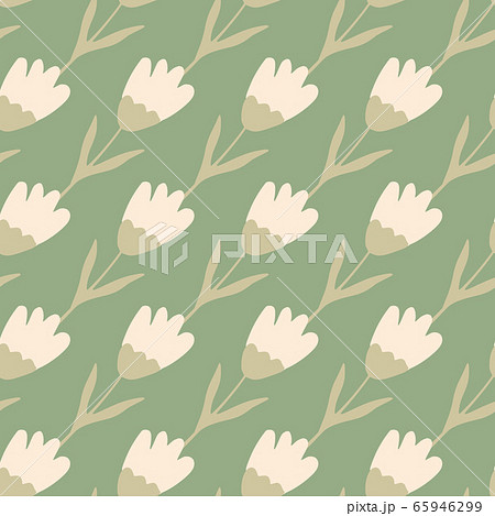 Geometric tulip seamless pattern on green 65946299