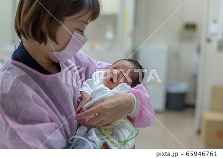 保育器で頑張る新生児 新生児 保育器 保育器で頑張る新生児 新生児 保育器 65946761