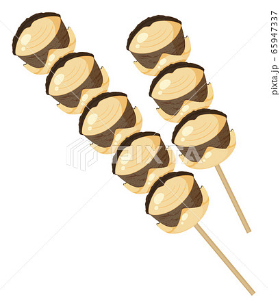 サザエの串焼きのイラストのイラスト素材