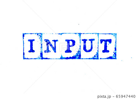 Blue ink of rubber stamp in word input on white background Blue ink of rubber stamp in word input on white background 65947440