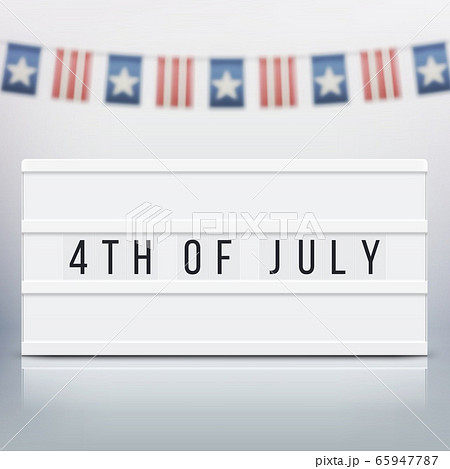 White lightbox with customizable design. Mockup for Elections, Memorial Day, 4th of July or Labour Day. Banner on patriotic background for sale, discount, advertisement, web. Vector illustration. 65947787