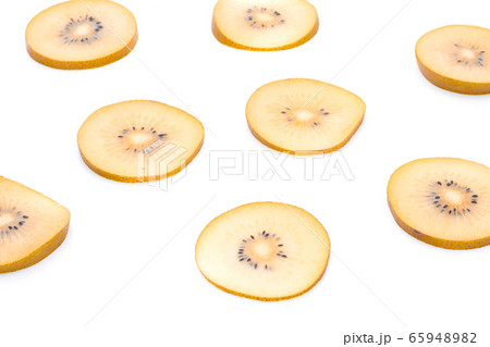 Golden kiwi fruit on a white background 65948982
