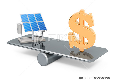 Solar panels and Dollar symbol. Balance concept 65950496