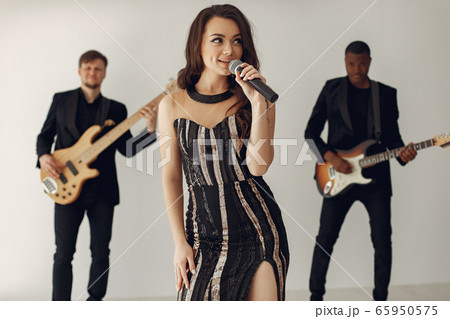 Music band in the studio with many instruments 65950575