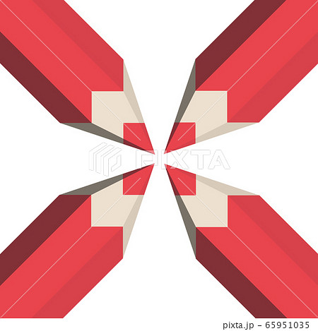 Red colored pencils set. 4 sharpened colorful crayons. Vector illustration Red colored pencils set. 4 sharpened colorful crayons. Vector illustration 65951035