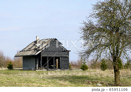 burnt down two storey wooden house in rural area burnt down two storey wooden house in rural area 65951106