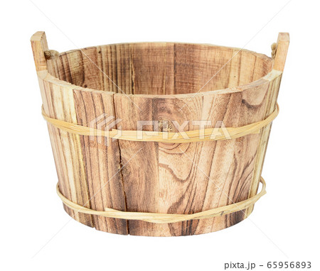 Wooden bucket on a white background 65956893
