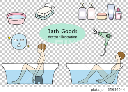 入浴する女性とバスグッズ 65956944