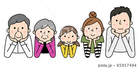 頬杖　家族　三世代 65957494