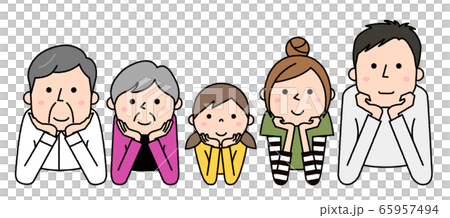 頬杖　家族　三世代 65957494