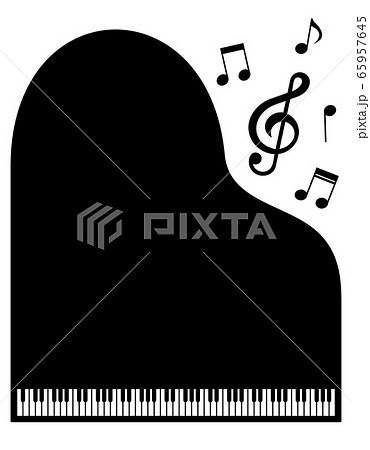 ピアノ01 04 ト音記号 音符 グランドピアノ 鍵盤 音楽 のイラスト素材