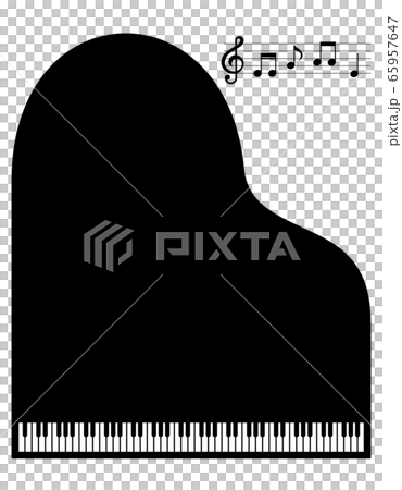 ピアノ01 02 楽譜 五線譜 ト音記号 音符 グランドピアノ 鍵盤 音楽 のイラスト素材