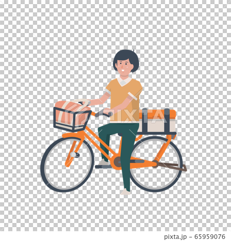 一個騎自行車的女人[騎自行車，購物，購物，通勤，送貨]插圖 65959076