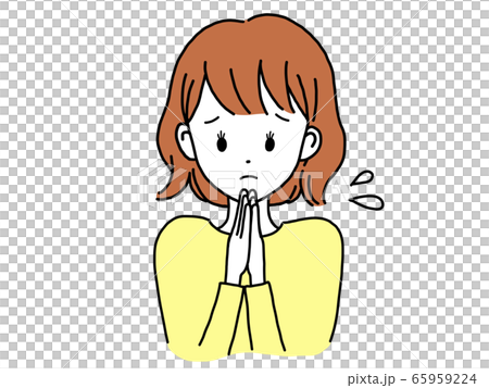 Woman apologize pose 65959224