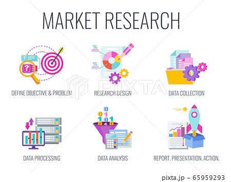 Market research icons. Marketing infographics. Flat vector illustration. 65959293