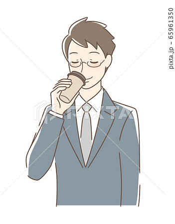 テイクアウトのコーヒーを飲む男性のイラスト素材