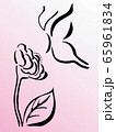 蝶と花　線画　手描き　シンプル　ロゴ　ベクター 65961834